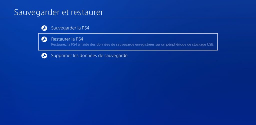 PS4 Restaurer la PS4